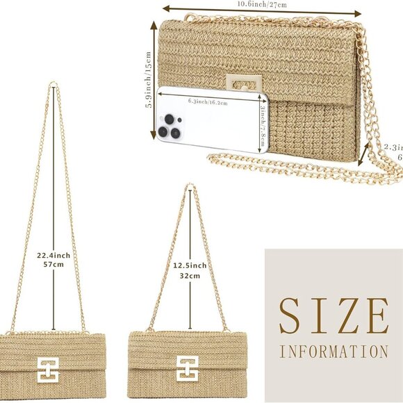 Versatile Boho Crossbody Bag - Lightweight Straw Purse for Summer Outings - Picture 4 of 6